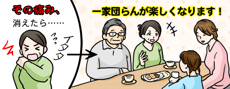 その痛み、消えたら・・・一家団らんが楽しくなります